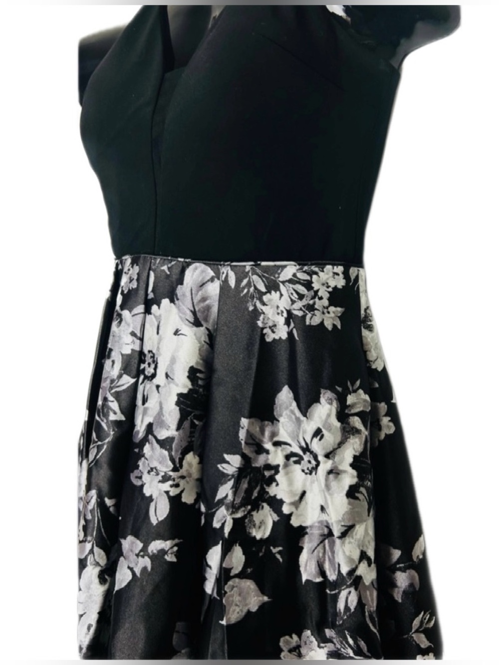 Elegant Black and White Floral Dress NWOT